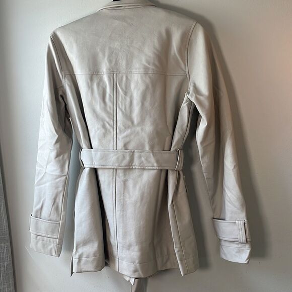 NWT Target NEW DAY Faux Leather Anorak Jacket Stone Tie Waist Jacket XS - Picture 9 of 11